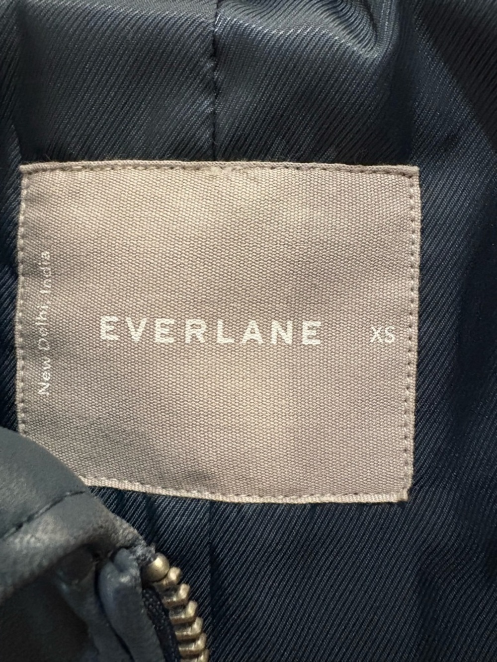 Everlane Modern Leather Zip Jacket with Classic Collar in Storm Blue - Picture 5 of 8